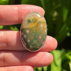 Size 7.5 925 silver‎ plated ocean jasper ring
